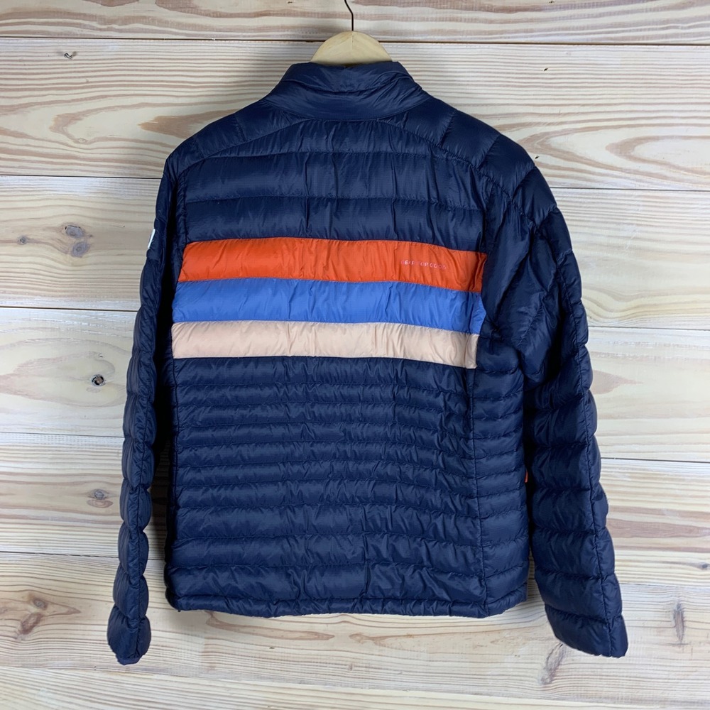 Cotopaxi Fuego Down Jacket Womens Medium Navy Blue Colorblock Puffer VISA Logo - Picture 7 of 11